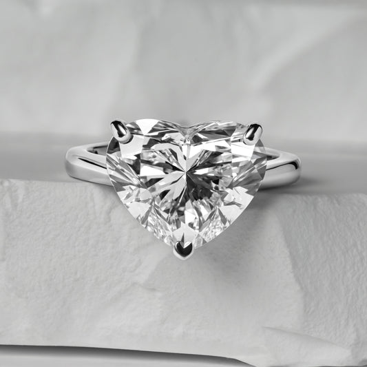 Heart cut diamond solitaire ring front  