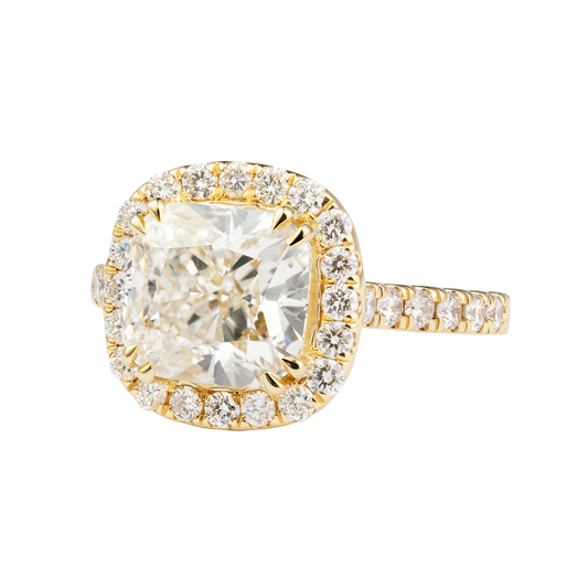 Timeless Solitaire Cushion Cut Ring with Halo